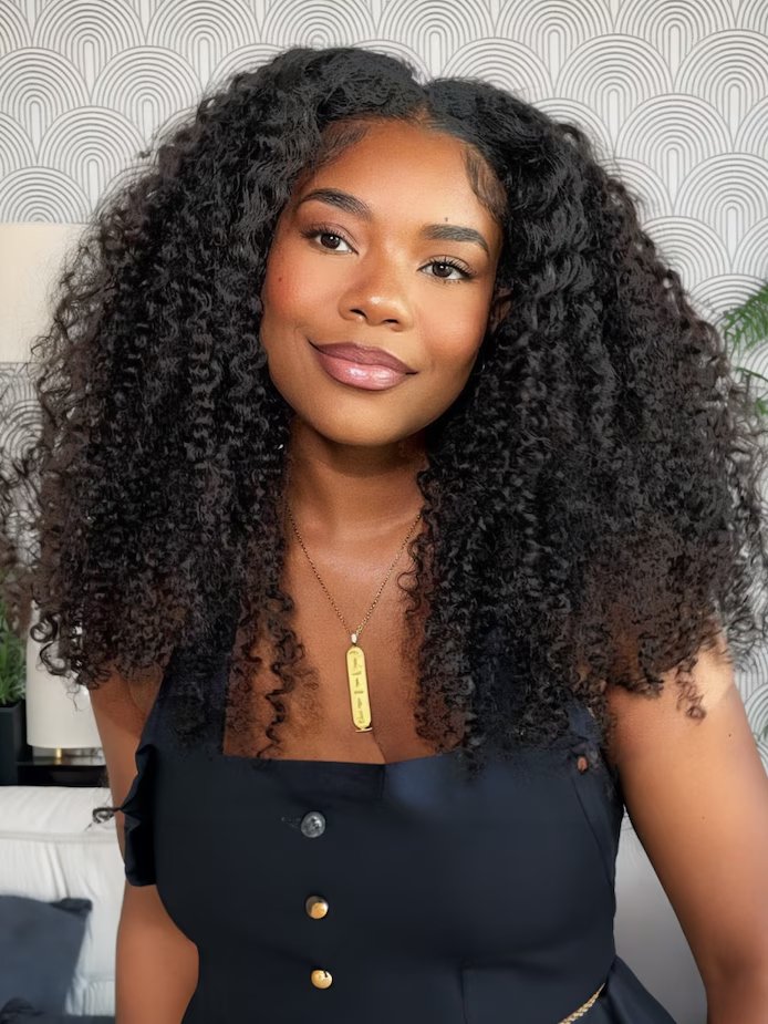 Beginner - Friendly Glueless Kinky Curly V Part Wig Protective Style Human Hair Wig - Wigtrends