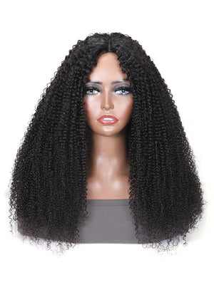 Beginner - Friendly Glueless Kinky Curly V Part Wig Protective Style Human Hair Wig - Wigtrends