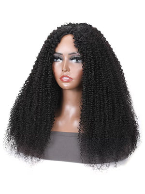 Beginner - Friendly Glueless Kinky Curly V Part Wig Protective Style Human Hair Wig - Wigtrends