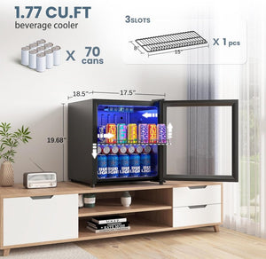 Beverage Refrigerator Cooler - 120 Cans Freestanding Mini Fridge Cooler with Glass Door, Adjustable Shelves & Digital Temperature Display for Soda, Wine or Beer (Black, 3.2 Cu.Ft) - Wigtrends