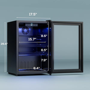 Beverage Refrigerator Cooler - 120 Cans Freestanding Mini Fridge Cooler with Glass Door, Adjustable Shelves & Digital Temperature Display for Soda, Wine or Beer (Black, 3.2 Cu.Ft) - Wigtrends