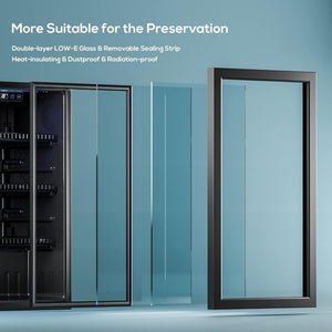 Beverage Refrigerator Cooler - 120 Cans Freestanding Mini Fridge Cooler with Glass Door, Adjustable Shelves & Digital Temperature Display for Soda, Wine or Beer (Black, 3.2 Cu.Ft) - Wigtrends