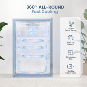 Beverage Refrigerator Cooler - 120 Cans Freestanding Mini Fridge Cooler with Glass Door, Adjustable Shelves & Digital Temperature Display for Soda, Wine or Beer (Black, 3.2 Cu.Ft) - Wigtrends