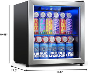 Beverage Refrigerator Cooler - 120 Cans Freestanding Mini Fridge Cooler with Glass Door, Adjustable Shelves & Digital Temperature Display for Soda, Wine or Beer (Black, 3.2 Cu.Ft) - Wigtrends