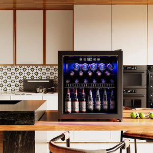 Beverage Refrigerator Cooler - 120 Cans Freestanding Mini Fridge Cooler with Glass Door, Adjustable Shelves & Digital Temperature Display for Soda, Wine or Beer (Black, 3.2 Cu.Ft) - Wigtrends