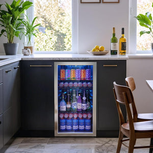 Beverage Refrigerator Cooler - 120 Cans Freestanding Mini Fridge Cooler with Glass Door, Adjustable Shelves & Digital Temperature Display for Soda, Wine or Beer (Black, 3.2 Cu.Ft) - Wigtrends