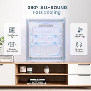 Beverage Refrigerator Cooler - 120 Cans Freestanding Mini Fridge Cooler with Glass Door, Adjustable Shelves & Digital Temperature Display for Soda, Wine or Beer (Black, 3.2 Cu.Ft) - Wigtrends