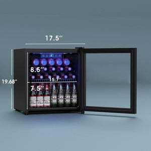 Beverage Refrigerator Cooler - 120 Cans Freestanding Mini Fridge Cooler with Glass Door, Adjustable Shelves & Digital Temperature Display for Soda, Wine or Beer (Black, 3.2 Cu.Ft) - Wigtrends