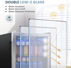 Beverage Refrigerator Cooler - 120 Cans Freestanding Mini Fridge Cooler with Glass Door, Adjustable Shelves & Digital Temperature Display for Soda, Wine or Beer (Black, 3.2 Cu.Ft) - Wigtrends