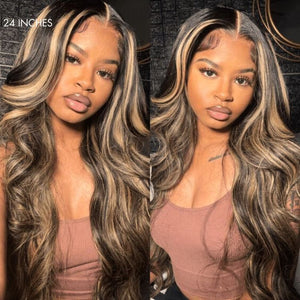 Blonde Highlight Big Loose Wave 5x5 Closure HD Lace Glueless Mid Part Wig 100% Human Hair - Wigtrends