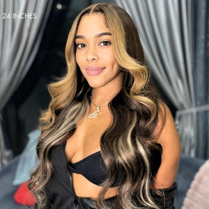 Blonde Highlight Big Loose Wave 5x5 Closure HD Lace Glueless Mid Part Wig 100% Human Hair - Wigtrends