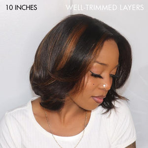 Blonde Highlights Glueless 5x5 Closure HD Lace Stacked Bob Wig | Large & Small Cap Size - Wigtrends