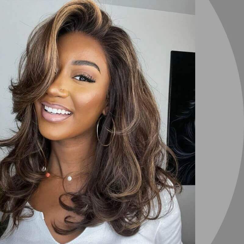 Blonde Highlights Shoulder Length Wave Wigs - Wigtrends
