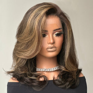 Blonde Highlights Shoulder Length Wave Wigs - Wigtrends