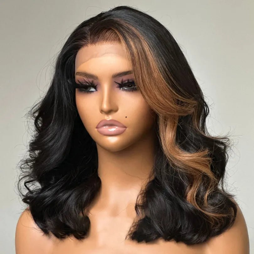 Blonde Highlights Wavy Wigs 100% Human Hair - Wigtrends