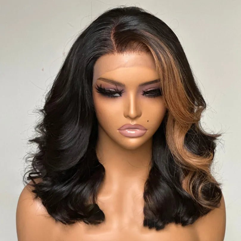 Blonde Highlights Wavy Wigs 100% Human Hair - Wigtrends