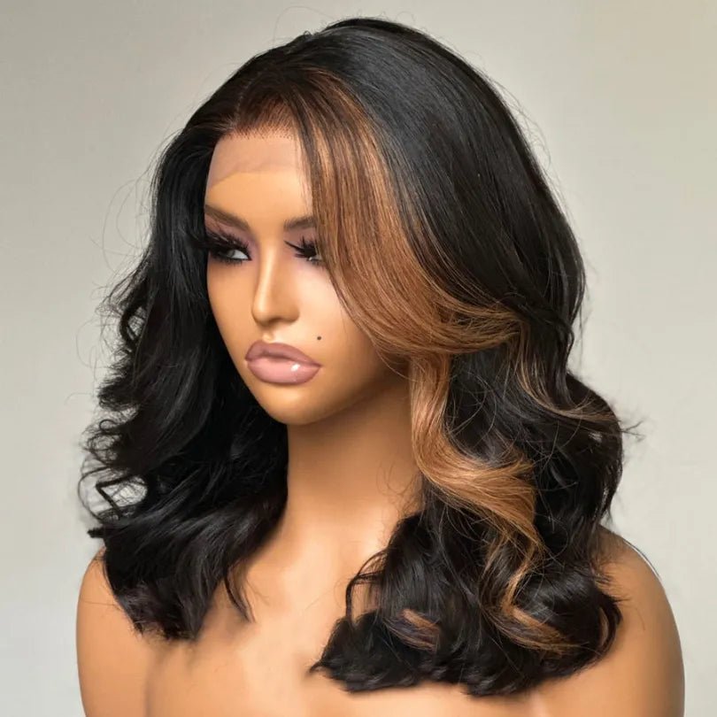 Blonde Highlights Wavy Wigs 100% Human Hair - Wigtrends