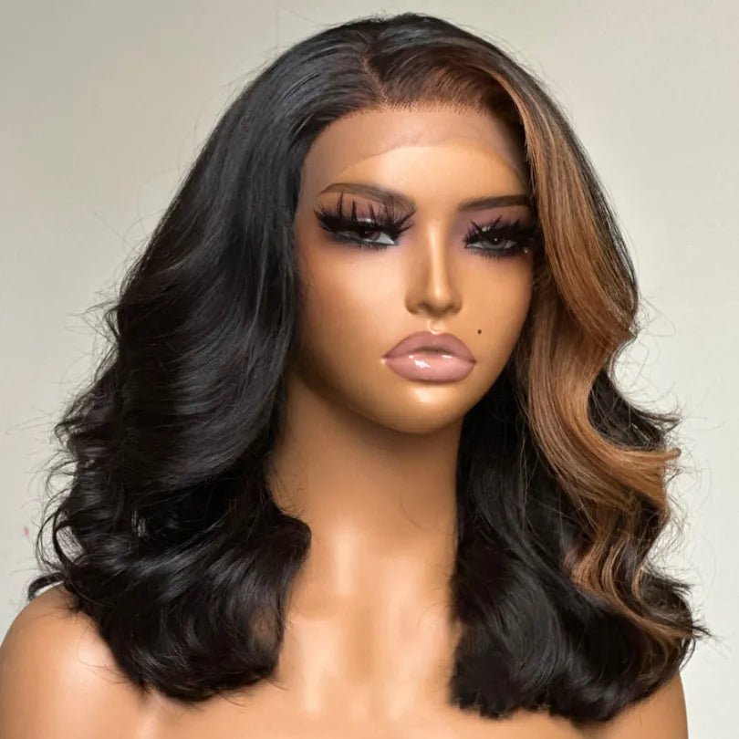 Blonde Highlights Wavy Wigs 100% Human Hair - Wigtrends