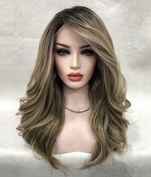 Blonde Natural Long Wavy Artificial Lace Wig - Wigtrends