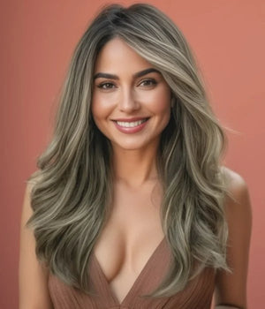 Blonde Natural Long Wavy Artificial Lace Wig - Wigtrends