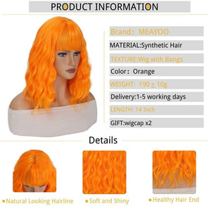 Blonde Wig with Bangs Short Bob Wavy Wig Loose Curly Shoulder Length human hair lace wigs - Wigtrends