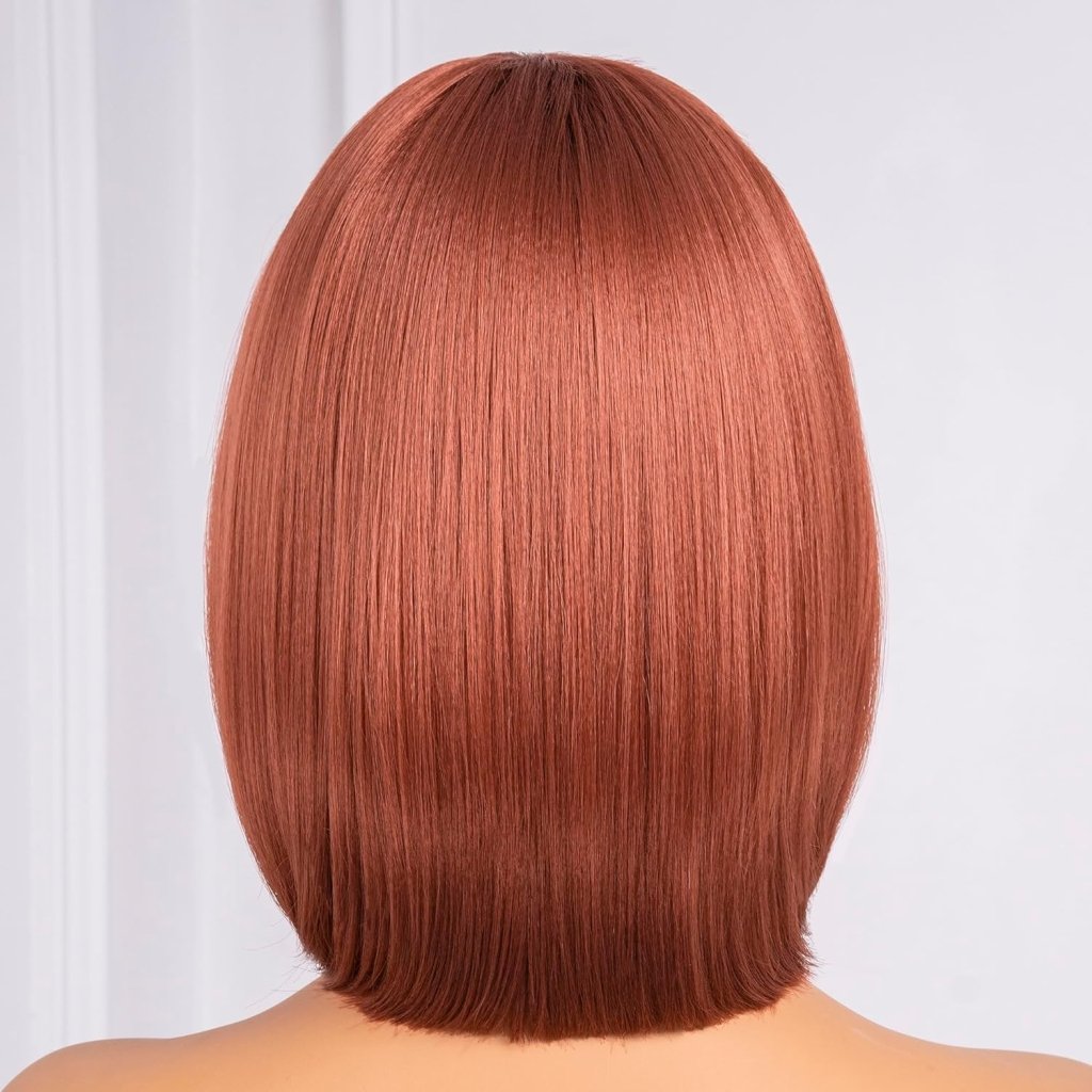 Bob Wig With Bangs Short Bob Wig For Black Women Light Yaki Straight Human hair Wigs - Wigtrends