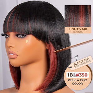 Bob Wig With Bangs Short Bob Wig For Black Women Light Yaki Straight Human hair Wigs - Wigtrends