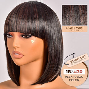 Bob Wig With Bangs Short Bob Wig For Black Women Light Yaki Straight Human hair Wigs - Wigtrends