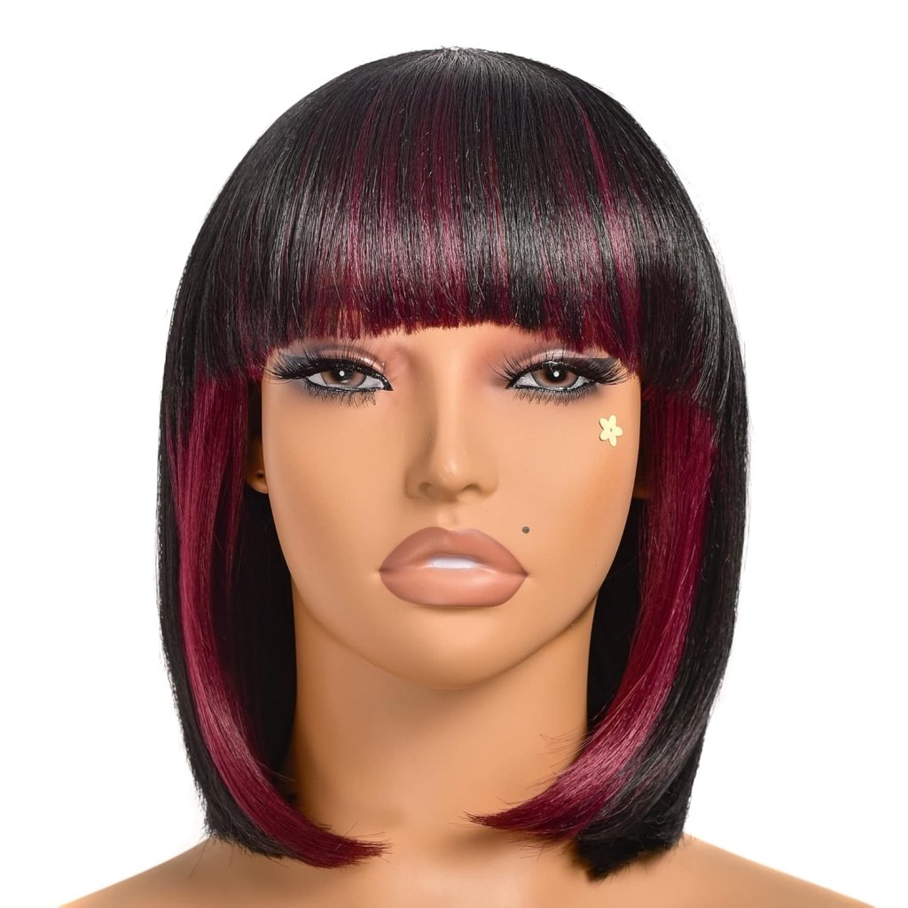 Bob Wig With Bangs Short Bob Wig For Black Women Light Yaki Straight Human hair Wigs - Wigtrends