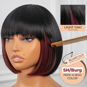 Bob Wig With Bangs Short Bob Wig For Black Women Light Yaki Straight Human hair Wigs - Wigtrends