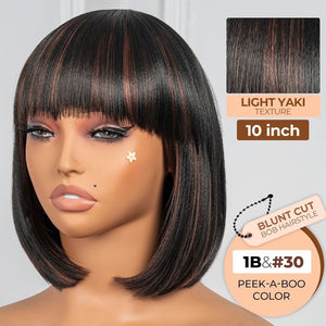Bob Wig With Bangs Short Bob Wig For Black Women Light Yaki Straight Human hair Wigs - Wigtrends