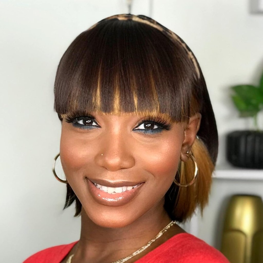 Bob Wig With Bangs Short Bob Wig For Black Women Light Yaki Straight Human hair Wigs - Wigtrends
