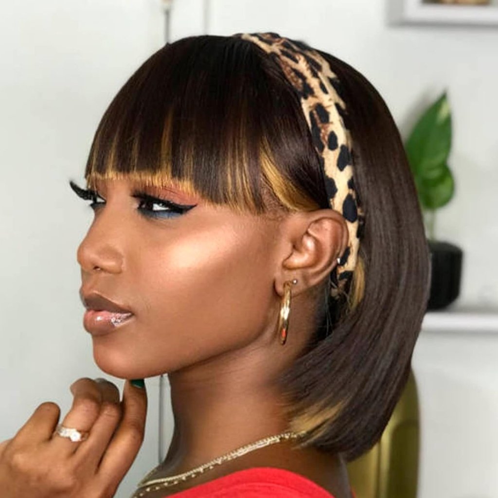 Bob Wig With Bangs Short Bob Wig For Black Women Light Yaki Straight Human hair Wigs - Wigtrends