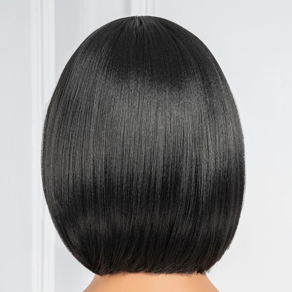 Bob Wig With Bangs Short Bob Wig For Black Women Light Yaki Straight Human hair Wigs - Wigtrends