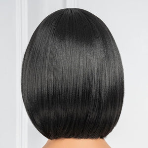 Bob Wig With Bangs Short Bob Wig For Black Women Light Yaki Straight Human hair Wigs - Wigtrends
