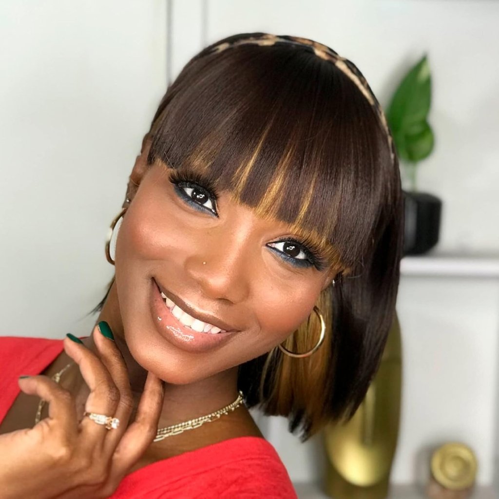Bob Wig With Bangs Short Bob Wig For Black Women Light Yaki Straight Human hair Wigs - Wigtrends
