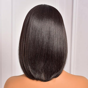 Bob Wig With Bangs Short Bob Wig For Black Women Light Yaki Straight Human hair Wigs - Wigtrends