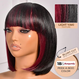 Bob Wig With Bangs Short Bob Wig For Black Women Light Yaki Straight Human hair Wigs - Wigtrends
