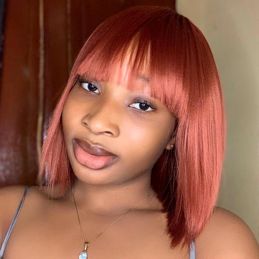 Bob Wig With Bangs Short Bob Wig For Black Women Light Yaki Straight Human hair Wigs - Wigtrends