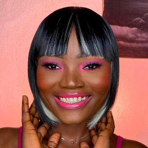 Bob Wig With Bangs Short Bob Wig For Black Women Light Yaki Straight Human hair Wigs - Wigtrends