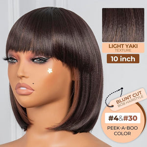 Bob Wig With Bangs Short Bob Wig For Black Women Light Yaki Straight Human hair Wigs - Wigtrends