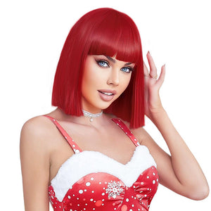 Bob Wig with Bangs Short Straight Wigs for Women Silver White Bob Hair Wig(12Inch) - Wigtrends