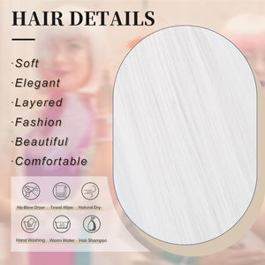 Bob Wig with Bangs Short Straight Wigs for Women Silver White Bob Hair Wig(12Inch) - Wigtrends