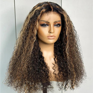 Bohemia Highlight Brown Kinky Curly Human Hair Wig - Wigtrends