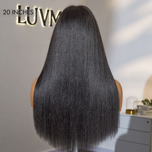 Breathable Cap Yaki Straight Ultra Natural Minimalist Lace Long Wig with Bangs - Wigtrends