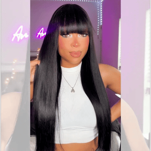 Breathable Cap Yaki Straight Ultra Natural Minimalist Lace Long Wig with Bangs - Wigtrends