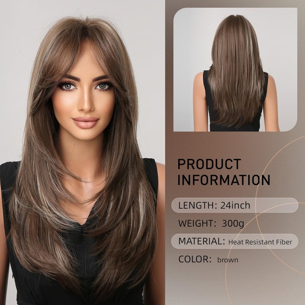Brown Bob Wig with Bangs for Women Short 100% Human Hair Wig is Slightly Reddish in the Sun - Wigtrends
