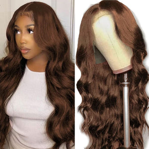 Brown Color Wig Glueless Lace Closure Wig Body Wave Hair - Wigtrends