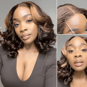Brown Highlights Loose Wave Glueless 5x5 Closure HD Lace Wig - Wigtrends