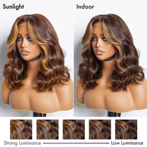 Brown Highlights Loose Wave Glueless 5x5 Closure HD Lace Wig - Wigtrends